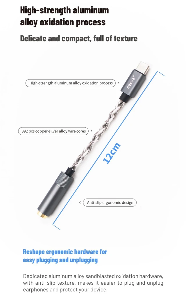 Alt view image 5 of 7 - LIN Type C to 4.4mm DAC Adapter, CX31993 HiFi Headphone Audio Dongle Supports 32bit/384kHz lossless audio, portable Jack headphone amp, compatible with USB-C smartphones, silver housing