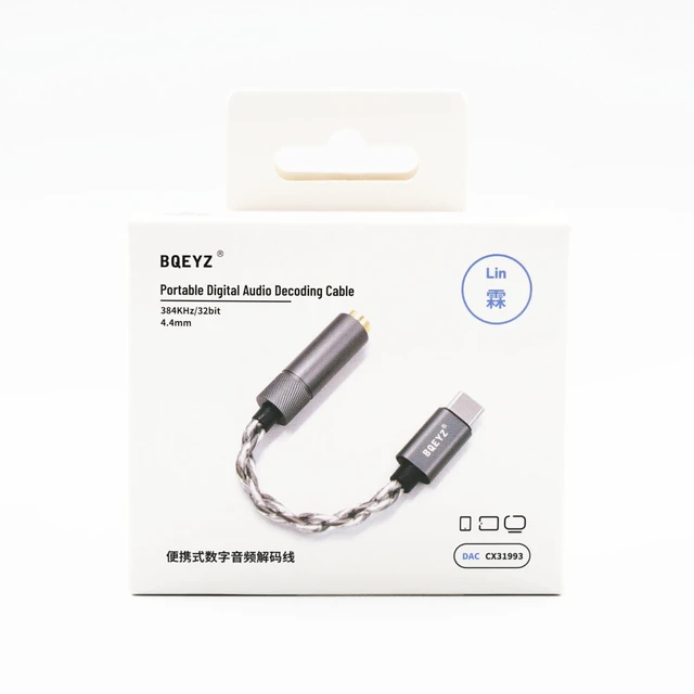 Alt view image 7 of 7 - LIN Type C to 4.4mm DAC Adapter, CX31993 HiFi Headphone Audio Dongle Supports 32bit/384kHz lossless audio, portable Jack headphone amp, compatible with USB-C smartphones, silver housing