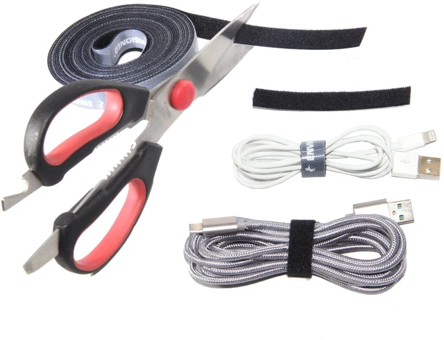 Alt view image 2 of 7 - 16ft x 1/2 inch Hook Loop Cable Ties Roll Multipurpose Fastening Reusable Straps Cut-To-Length Self Gripping Fastener Cable Management Tape (Black)