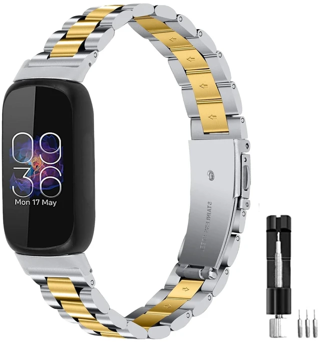 Main image of Metal Bands Compatible for Fitbit Inspire 3 for Women & Men,Solid Stainless Steel Adjustable Strap Replacement Band for Inspire 3 Fitness Tracker