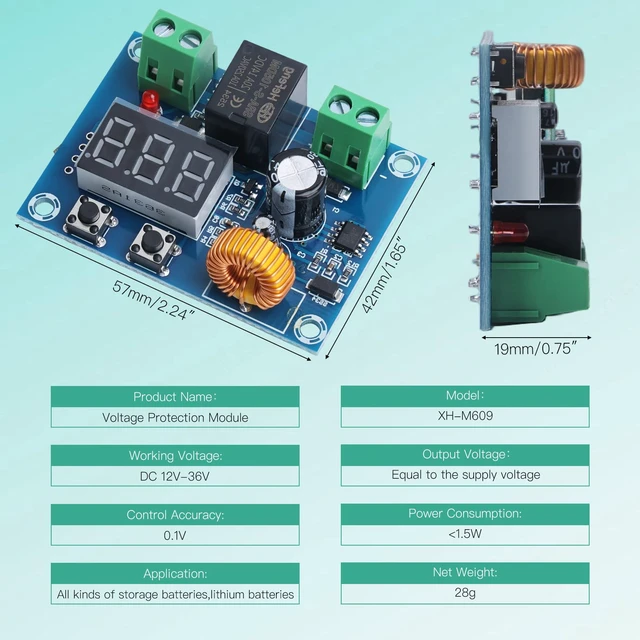 Alt view image 2 of 7 - 6PCS 12V-36V DC Voltage Protection Module, Digital Low Voltage Protector with Disconnect Switch and Over-Discharge Protection
