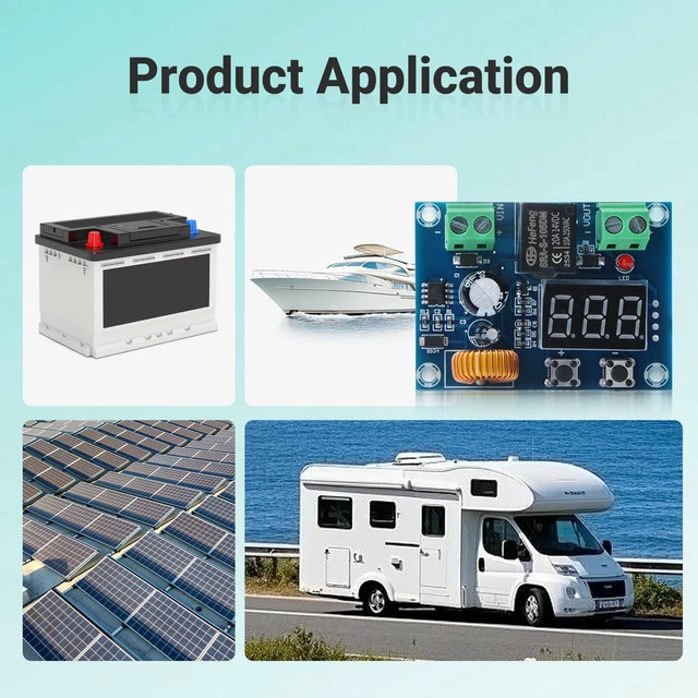 Alt view image 6 of 7 - 6PCS 12V-36V DC Voltage Protection Module, Digital Low Voltage Protector with Disconnect Switch and Over-Discharge Protection