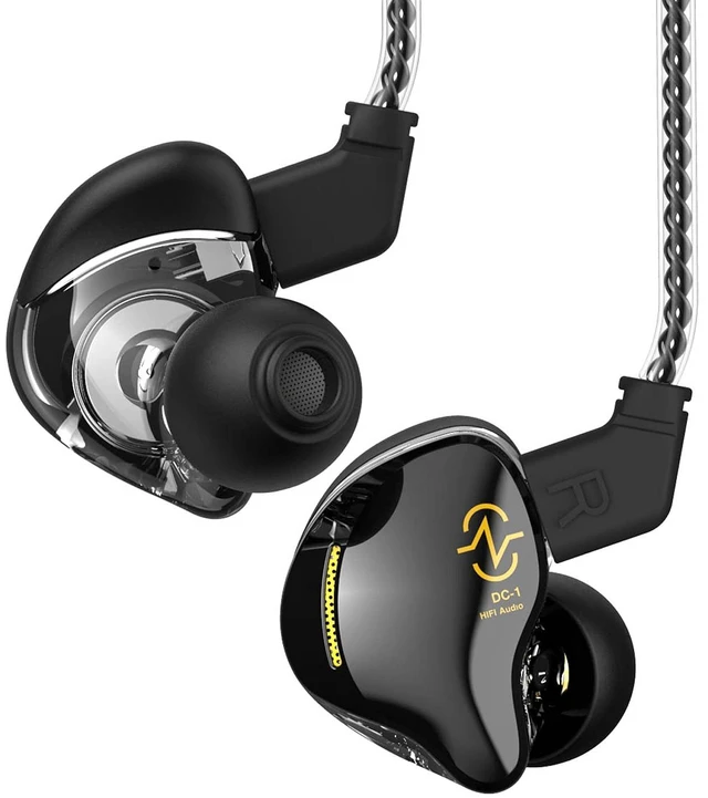 Main image of Headphones in Ear Monitor Wired Earbud,1DD HiFi Bass Immersive Sound Earphones, for Drummer Musicians Singer Stage Earbuds Gym Workout Running Patented Eartips Headset, CCZ Coffee Bean (Black Mic)