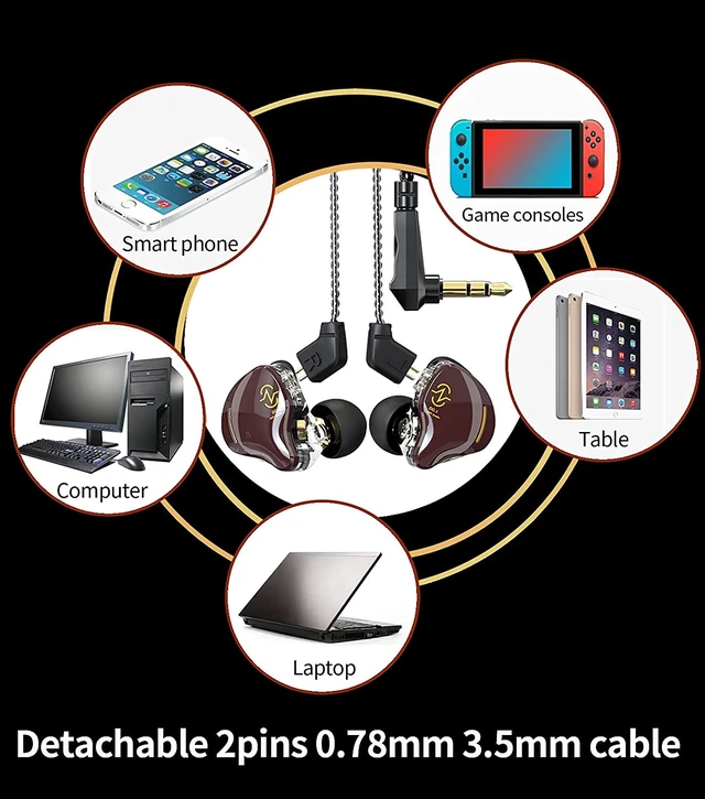 Alt view image 6 of 7 - Headphones in Ear Monitor Wired Earbud,1DD HiFi Bass Immersive Sound Earphones, for Drummer Musicians Singer Stage Earbuds Gym Workout Running Patented Eartips Headset, CCZ Coffee Bean (Black Mic)