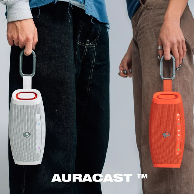Alt view image 5 of 7 - Skullcandy Barrel Micro Portable Bluetooth Speaker, IPX7, 24-Hour Battery Waterproof, USB-C, Multi-Speaker Link, LED Light Show, Utility Strap & Carabiner, Rechargeable Battery, Wireless Speaker