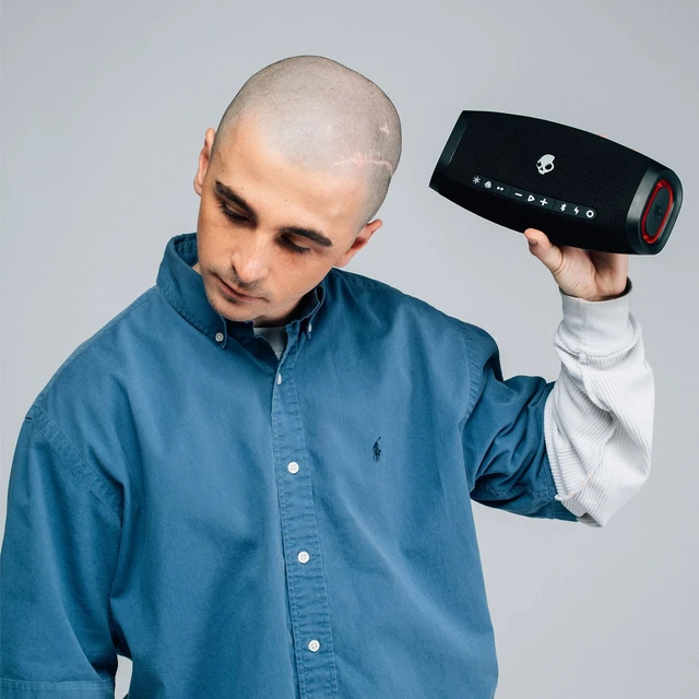 Alt view image 7 of 7 - Skullcandy Barrel Micro Portable Bluetooth Speaker, IPX7, 24-Hour Battery Waterproof, USB-C, Multi-Speaker Link, LED Light Show, Utility Strap & Carabiner, Rechargeable Battery, Wireless Speaker