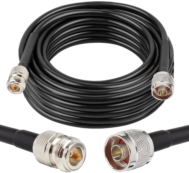 Main image of N Male to N Female Cable, 50 Ohm KMR240 N Male to N Female Cable - 20FT Low Loss Coaxial Extension for WiFi, RF, Radio, Microwave, and Antenna Systems