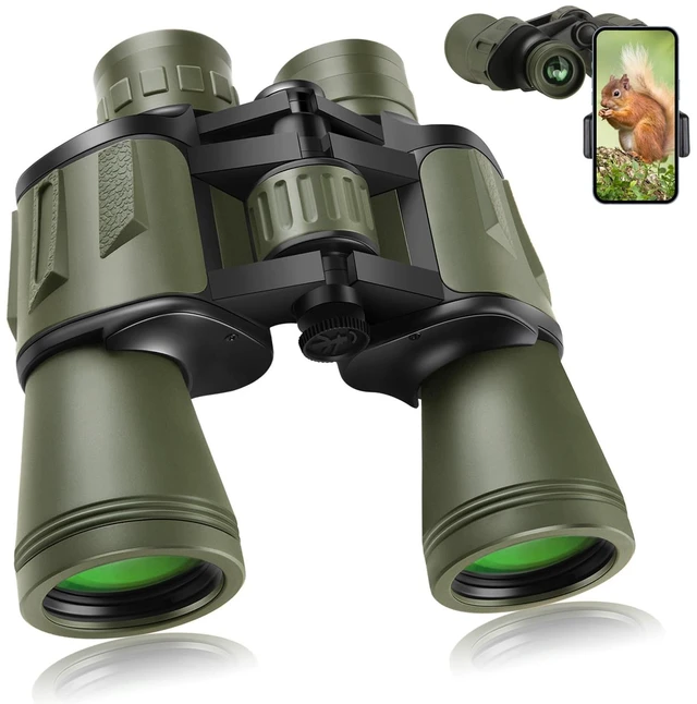 Main image of 20x50 High Power Binoculars for Adults with Smartphone Adapter, HD Professional/Daily Waterproof Compact Binoculars for Bird Watching Hiking Concert Travel with BAK4 Prism FMC Lens, Green