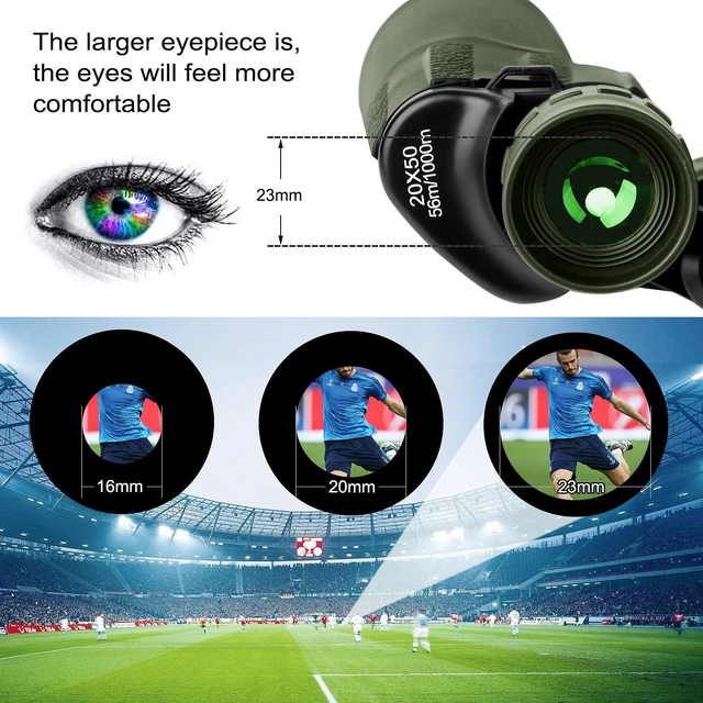 Alt view image 2 of 7 - 20x50 High Power Binoculars for Adults with Smartphone Adapter, HD Professional/Daily Waterproof Compact Binoculars for Bird Watching Hiking Concert Travel with BAK4 Prism FMC Lens, Green