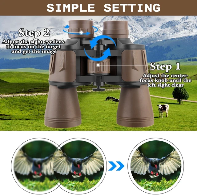 Alt view image 7 of 7 - 20x50 High Power Binoculars for Adults with Smartphone Adapter, HD Professional/Daily Waterproof Compact Binoculars for Bird Watching Hiking Concert Travel with BAK4 Prism FMC Lens, Mud