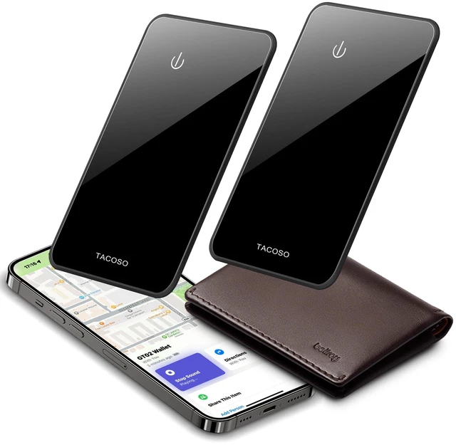 Main image of MFi Slim Wallet Tracker Card, Apple Find My (iOS Only), 2 Pack IP68 Waterproof, Left-Behind Alert, Smart Track Wallet & Luggage, Unique SN, Family Share 5 Max, Essential for Travelers