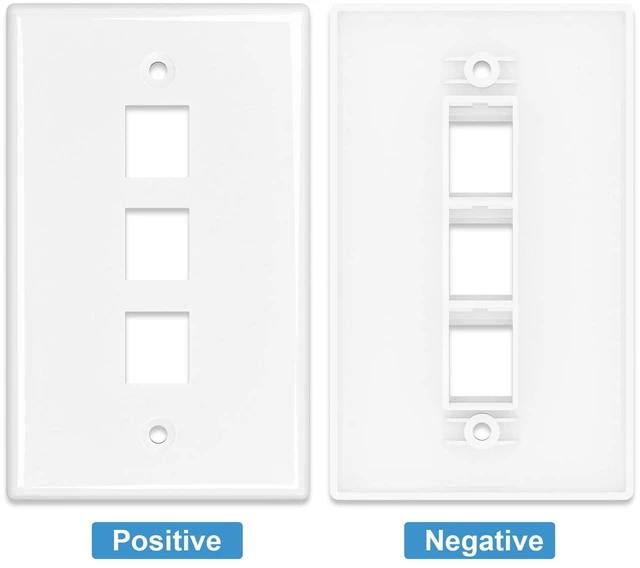 Alt view image 5 of 7 - 1-Pack Shielded Cat6A Ethernet Wall Plate, 3-Port RJ45 Wall Plate 3-Port Keystone Wall Plates with Cat 6A Shielded Coupler and Bracket, Female to Female Cat6a Wall Plate, Cat6a/Cat6/5e, PoE