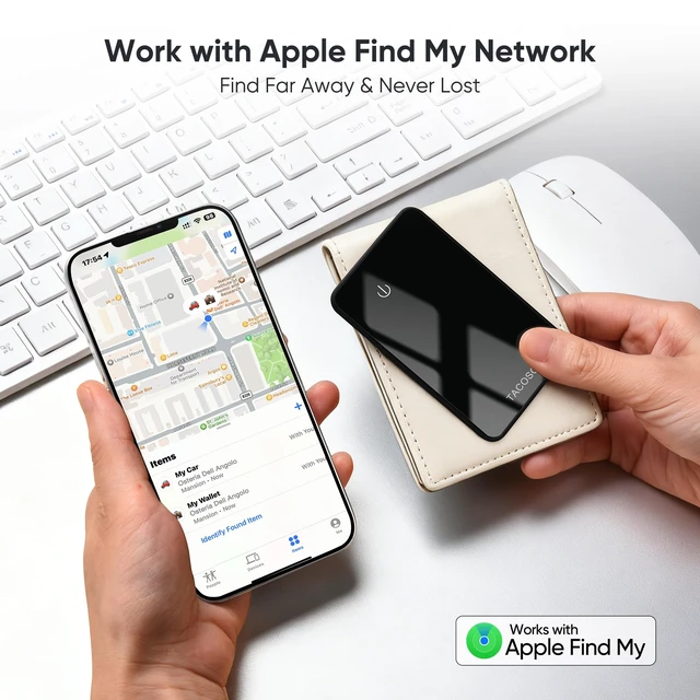 Alt view image 4 of 7 - MFi Slim Wallet Tracker Card, Apple Find My (iOS Only), 2 Pack IP68 Waterproof, Left-Behind Alert, Smart Track Wallet & Luggage, Unique SN, Family Share 5 Max, Essential for Travelers
