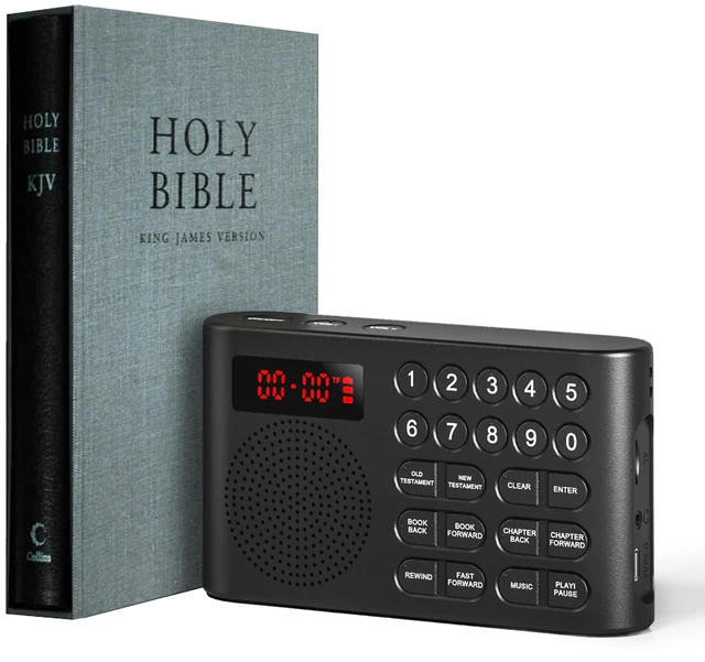 Main image of KJV Audio Bible Player, Electronic Bible with Large Buttons Easy Read Talking Bible Old & New Testament in King James Version for Senior Poor Vision Portable Audible Bible