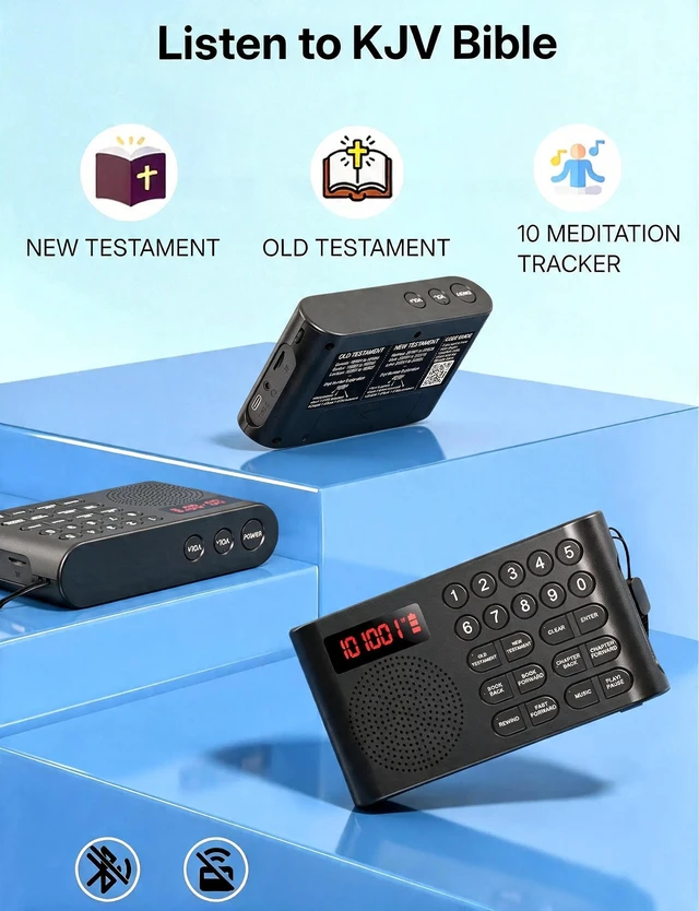 Alt view image 2 of 7 - KJV Audio Bible Player, Electronic Bible with Large Buttons Easy Read Talking Bible Old & New Testament in King James Version for Senior Poor Vision Portable Audible Bible
