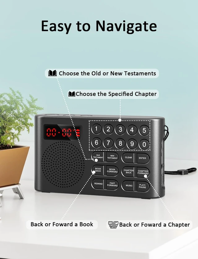 Alt view image 6 of 7 - KJV Audio Bible Player, Electronic Bible with Large Buttons Easy Read Talking Bible Old & New Testament in King James Version for Senior Poor Vision Portable Audible Bible