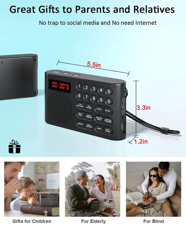 Alt view image 5 of 7 - KJV Audio Bible Player, Electronic Bible with Large Buttons Easy Read Talking Bible Old & New Testament in King James Version for Senior Poor Vision Portable Audible Bible