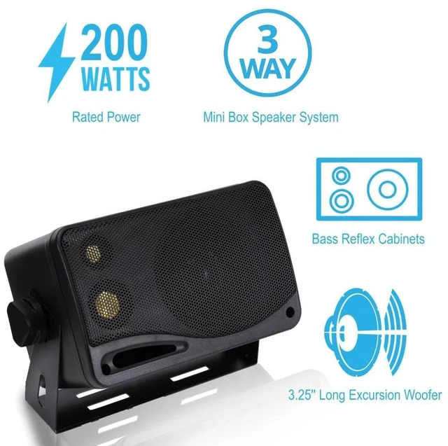 Alt view image 2 of 7 - 3-Way Indoor Outdoor Speaker System - 3.5 Inch 200W Pair of Mini Box Ceiling Wall Mount Speakers w/1" Tweeter, 3.25" Woofer, 1.75 Midrange - Home Theater Entertainment, PA System - 2022SX