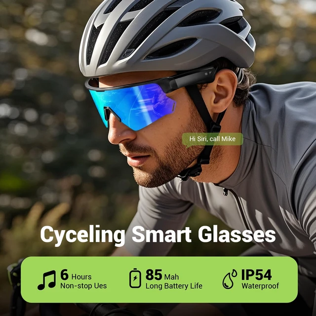 Alt view image 3 of 7 - Polarized Sports Smart Sunglasses for Men and Women, UVProtection, 5.4 Bluetooth Glasses for Cycling Driving