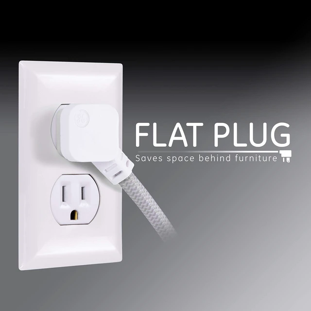 Alt view image 4 of 7 - Sur Protector Power Strip with USB Ports, 4 Ft Braided Extension Cord 1440 Joules, 7 Outlet Extender (Wide Spaced), 1 USB-A, 1 USB-C, Flat Plug, ETL Safety Listed, White, 41355