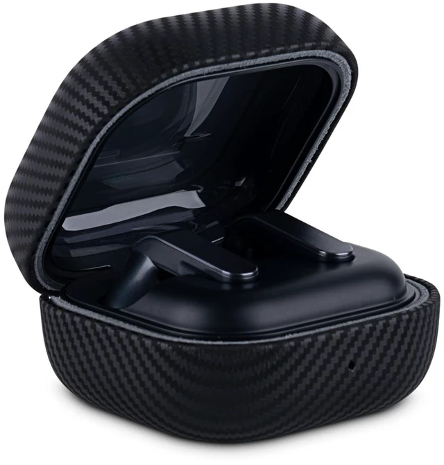 Main image of Leather Case for Samsung Galaxy Buds 4 / Buds4 Pro Case Cover Premium Soft-Touch Leather, Fully-Wrapped Design, Carbon-Fiber-Effect Texture, Supports Wireless Charging - Black