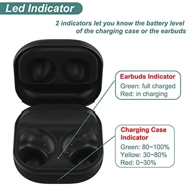 Alt view image 3 of 6 - Charging Case for Samsung Galaxy Buds 2 (SM-R177) Earbuds Replacement Portable Charger Case Dock Station for Galaxy Buds 2 SM-R177 (Black)