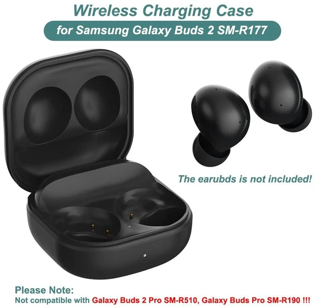 Alt view image 2 of 6 - Charging Case for Samsung Galaxy Buds 2 (SM-R177) Earbuds Replacement Portable Charger Case Dock Station for Galaxy Buds 2 SM-R177 (Black)