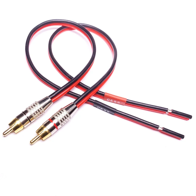 Main image of RCA Plug to Speaker Wire Leads, 2 ft, 14AWG, 2-Pack 2 Foot Short Lead