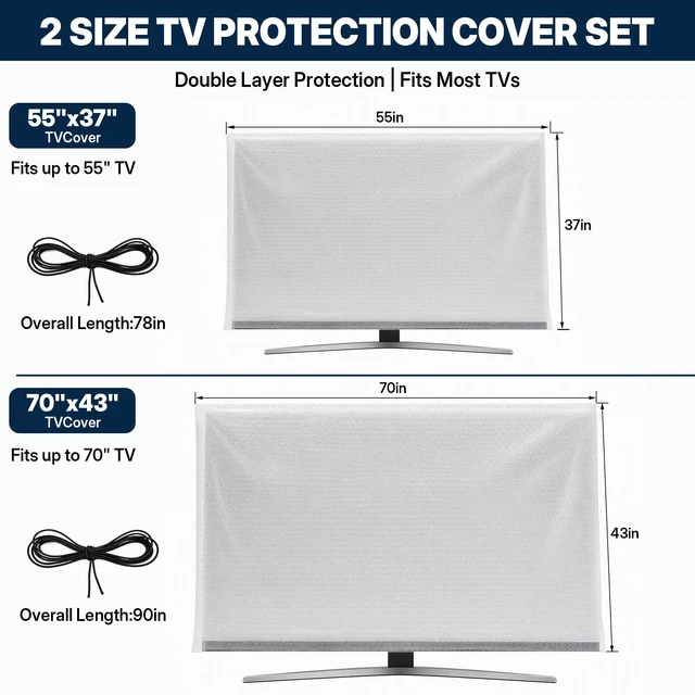 Alt view image 2 of 7 - TV Cover for Moving Duallayer Bubble & Foam TV Protector Fits Up to 70'' TV Wrapping for Moving, Including Elastic Rope, 1 Set of Flat Screen TV Cover for Transport, Storage & Home Renovation