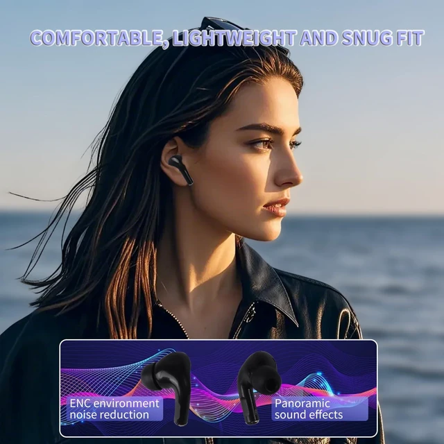 Alt view image 2 of 7 - Wireless Earbuds Bluetooth 5.3 Headphones,Long Playtime Ear Buds with Mic Waterproof in Ear Earphones Charging Case with Multi Functions LED Full Color Touch Screen for Android iOS Phones Sport,black