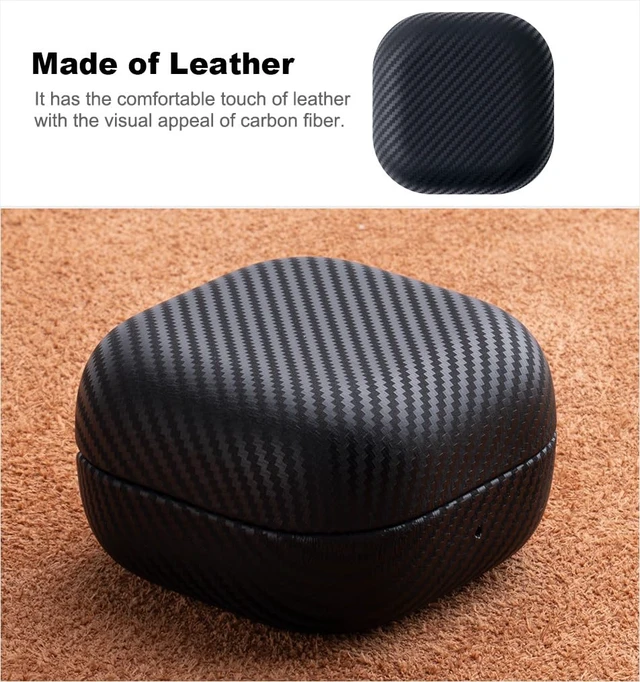 Alt view image 3 of 6 - Leather Case for Samsung Galaxy Buds 4 / Buds4 Pro Case Cover Premium Soft-Touch Leather, Fully-Wrapped Design, Carbon-Fiber-Effect Texture, Supports Wireless Charging - Black