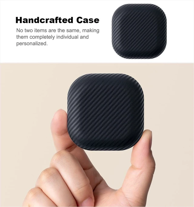 Alt view image 4 of 6 - Leather Case for Samsung Galaxy Buds 4 / Buds4 Pro Case Cover Premium Soft-Touch Leather, Fully-Wrapped Design, Carbon-Fiber-Effect Texture, Supports Wireless Charging - Black