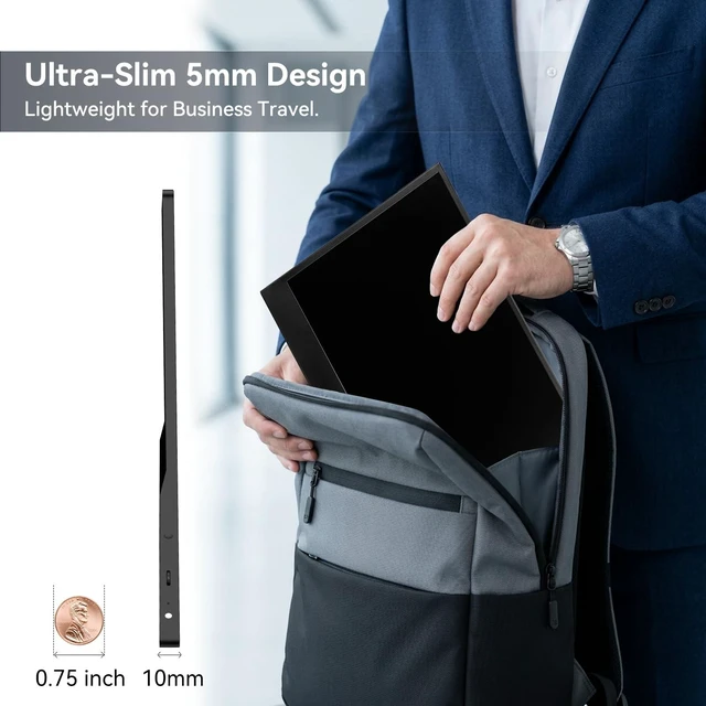 Alt view image 6 of 7 - 4K Portable Monitor 13.3 Inch, IPS Ultra HD 3840x2160 External Display 16:10 aspect, 60Hz, 300 nits brightness, ultra-slim 0.39" body. USB-C & Mini HDMI ready for laptop, phone, console