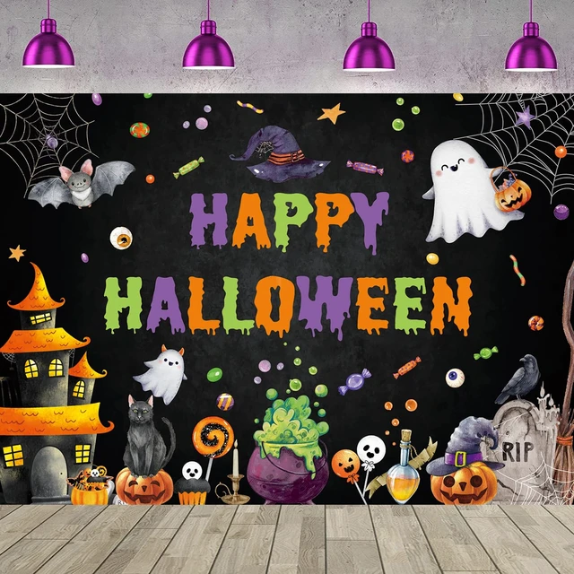 Alt view image 4 of 7 - Happy Halloween Backdrop Spooky Ghost Halloween Photography Background 8x6ft Kids Hallowmas Happy Birthday Banner, Family Party Decorations Supplies