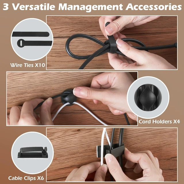 Alt view image 6 of 7 - Under Desk Cable Management Tray - 18-29in Retractable Iron Cord Organizer, No-Drill Installation with Anti-Slip Pads, Desk Cable Tray for Office, Gaming,Standing Desks(Black)
