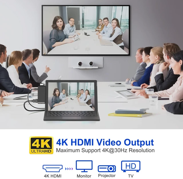Alt view image 4 of 7 - Surface Pro 13/11/10/9 Hub Docking Station with 4K HDMI, Thunerbolt 4(8K Video+40Gbps+100W PD), 100M Ethernet, USB 3.0, 3.5mm Audio, SD/TF Card Slot - USB C Hub Adapter for Surface Pro 11/Pro 10/Pro 9