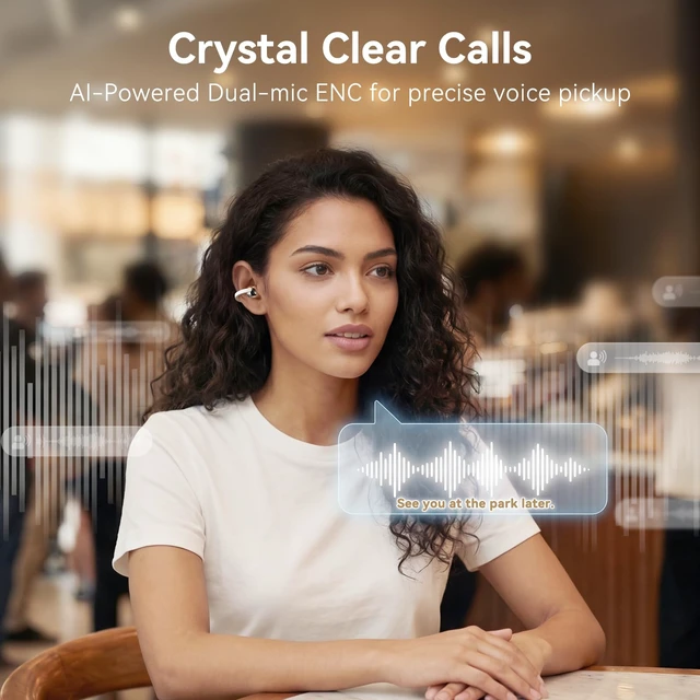 Alt view image 7 of 7 - CrystalClip Open Ear Clip-On Earbuds, 5.5g Ultra-Light, 36H Playtime Open Ear Wireless Earbuds with Deep Bass & 3D Spatial Sound, AI ENC Clear Calls, Dual-Device Switching, IPX4 Waterproof