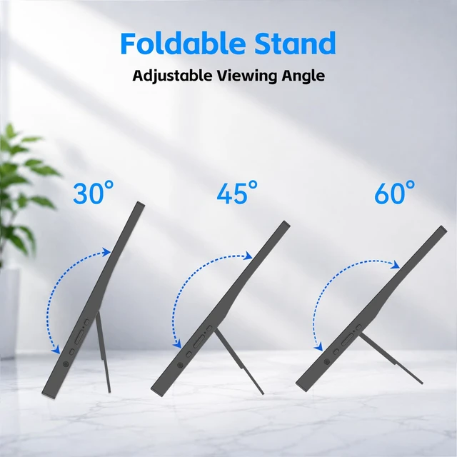 Alt view image 6 of 7 - 15.6 Portable Monitor, Slim Travel Monitor USB-C HDMI Second Screen with Stand, 60Hz, 16:9, Ultra Slim & Lightweight External Monitor for Laptop, PC, PS4, Xbox, Travel