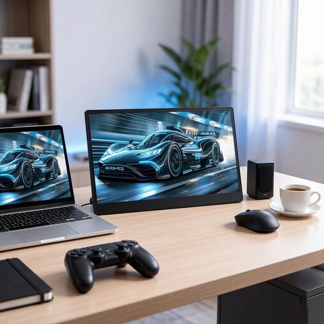 Alt view image 7 of 7 - 15.6 Portable Monitor, Slim Travel Monitor USB-C HDMI Second Screen with Stand, 60Hz, 16:9, Ultra Slim & Lightweight External Monitor for Laptop, PC, PS4, Xbox, Travel
