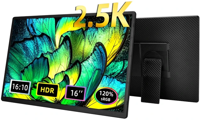 Main image of 2.5K Portable Monitor for Laptop - 16 inch QHD Laptop Screen Extender 120% sRGB Wide Color HDR HDMI USB C Travel External Display with Kickstand Gaming Monitor for Computer PC Phone Game Console