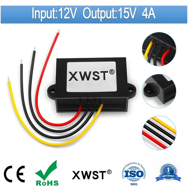 Alt view image 2 of 7 - DC DC 12V to 15V 4A 9V-13V to 15V Voltage Regulator,Step-up Module,Boost Converter,Waterproof Power Adapt 60W 15V Volt Transformer Module (12V to 15V 4A)