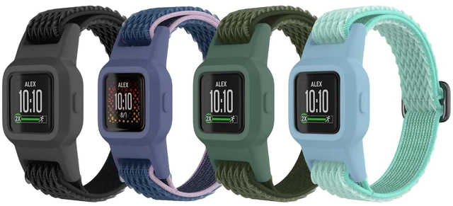 Main image of Elastic Bands Compatible with Garmin Vivofit Jr 3 Bands Colorful Nylon Stretchy Straps with Protective Case Adjustable Replacement Bands Accessories