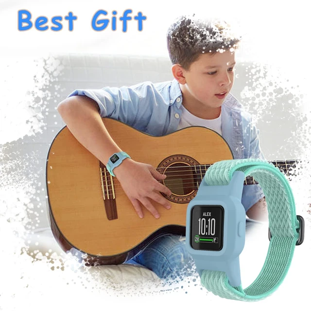 Alt view image 6 of 7 - Elastic Bands Compatible with Garmin Vivofit Jr 3 Bands Colorful Nylon Stretchy Straps with Protective Case Adjustable Replacement Bands Accessories
