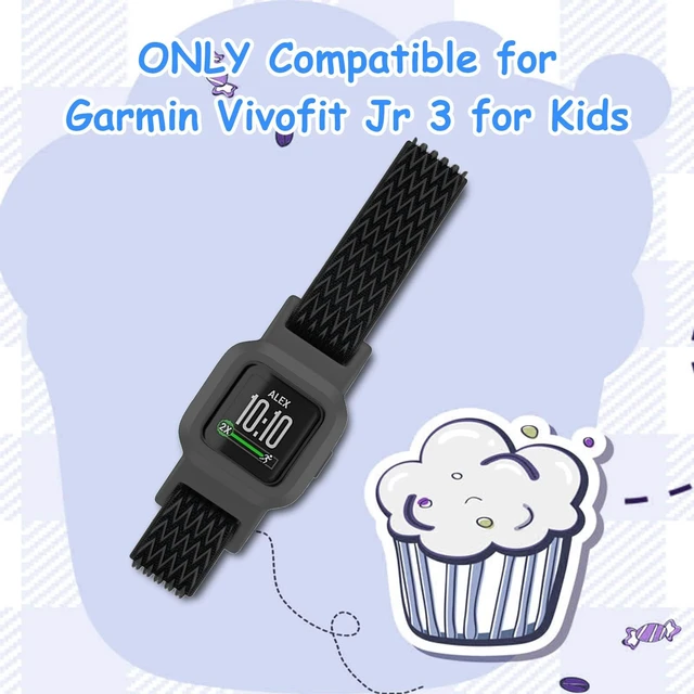 Alt view image 2 of 7 - Elastic Bands Compatible with Garmin Vivofit Jr 3 Bands Colorful Nylon Stretchy Straps with Protective Case Adjustable Replacement Bands Accessories