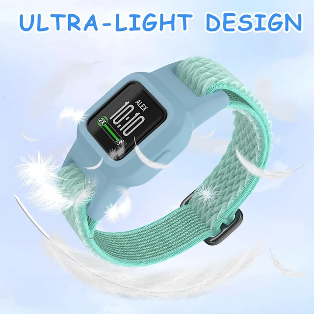 Alt view image 3 of 7 - Elastic Bands Compatible with Garmin Vivofit Jr 3 Bands Colorful Nylon Stretchy Straps with Protective Case Adjustable Replacement Bands Accessories