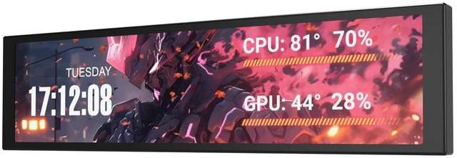 Main image of V92 9.2" PC Case Screen, 1920x462 IPS Sensor Panel Monitor, Black CPU/GPU Temp Display, No AIDA64 Needed, No HDMI Needed, USB-C/Internal 9-Pin, Aluminum Body for Gaming PC Builds