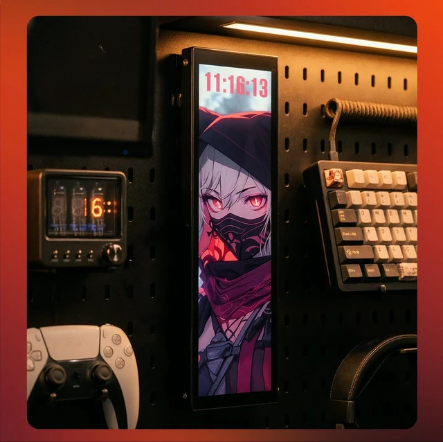 Alt view image 5 of 7 - V92 9.2" PC Case Screen, 1920x462 IPS Sensor Panel Monitor, Black CPU/GPU Temp Display, No AIDA64 Needed, No HDMI Needed, USB-C/Internal 9-Pin, Aluminum Body for Gaming PC Builds