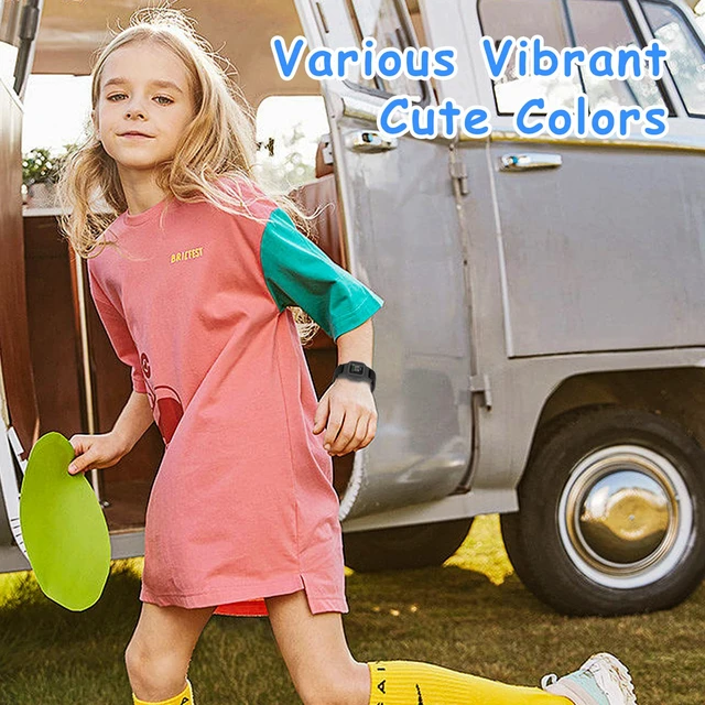 Alt view image 7 of 7 - Elastic Bands Compatible with Garmin Vivofit Jr 3 Bands Colorful Nylon Stretchy Straps with Protective Case Adjustable Replacement Bands Accessories