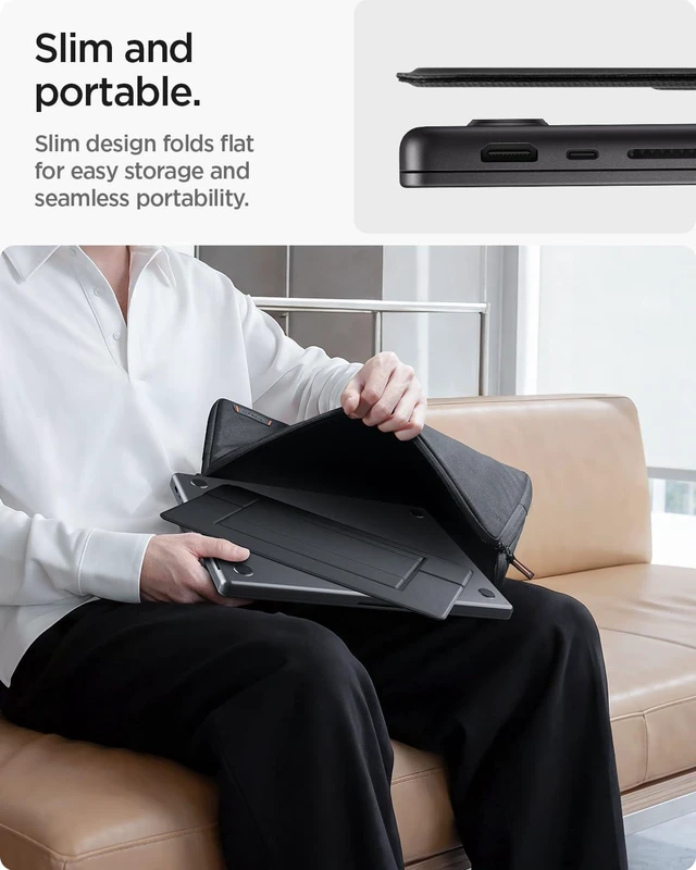 Alt view image 5 of 7 - Slim Fold Portable Laptop Stand Foldable Ergonomic Angle Lift Anti-Slip for MacBook Neo, MacBook Air, MacBook Pro 11"-14" and iPad/Air/Pro & More