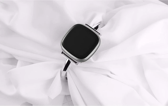 Alt view image 4 of 6 - Silm Band Compatible with Fitbit Versa 4/Fitbit Sense 2 Band,Silver Cute Women, Bling,Jewelry,Metal,Strap,Replacement,Compatible for Fitbit Sense/Versa 3,Women